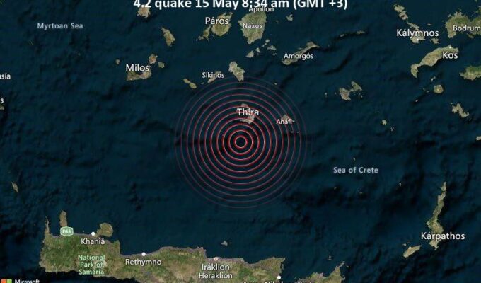 Moderate magnitude 4.2 quake hits 99 km north of Heraklion, Greece in the morning￼ 2