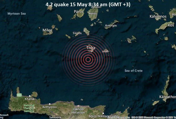 Moderate magnitude 4.2 quake hits 99 km north of Heraklion, Greece in the morning￼ 32
