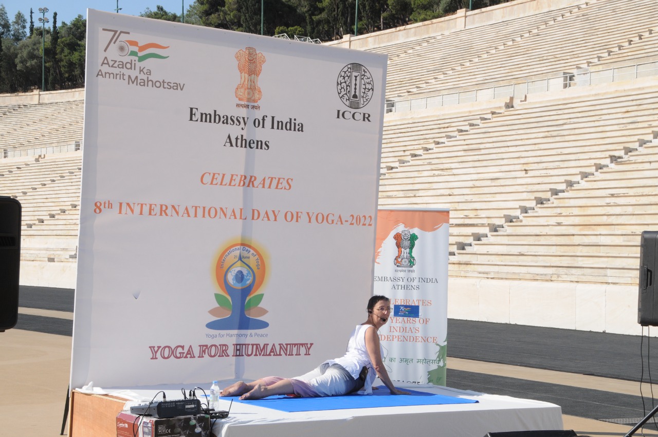 8th International Day of Yoga 2022 in Athens, Greece. June 21, 2022.
