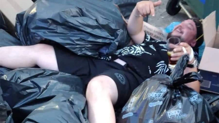 Rhodes: Drunk tourists lie in overflowing rubbish bins - See photos
