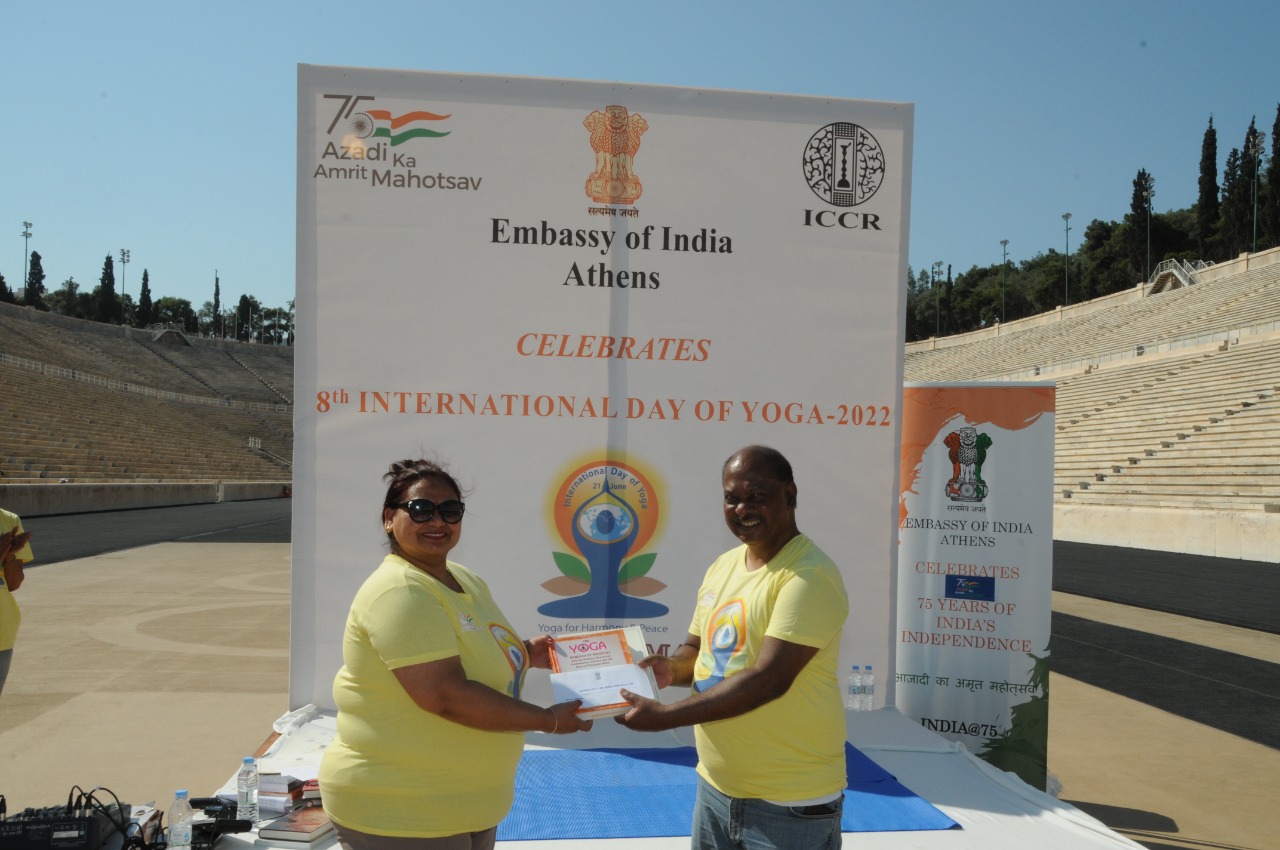 8th International Day of Yoga 2022 in Athens, Greece. June 21, 2022.