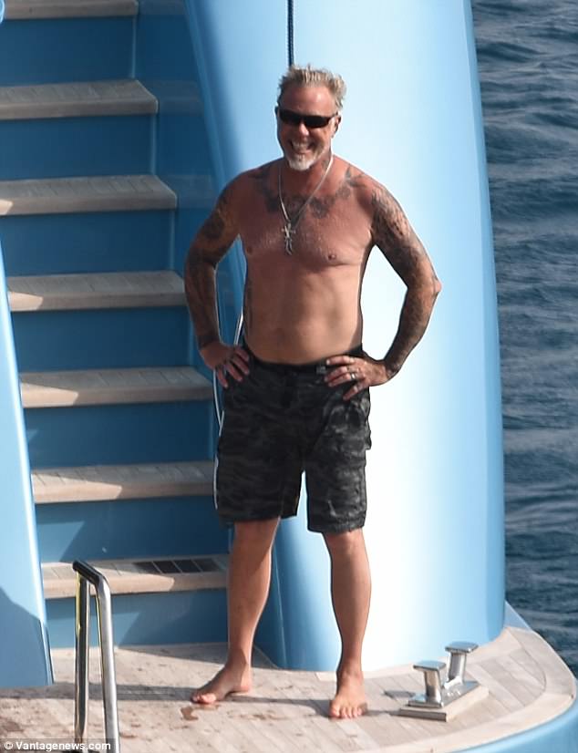 Metallica front-man James Hetfield swapped the stage for a lavish yacht as he enjoyed a family break to Mykonos, Greece, recently