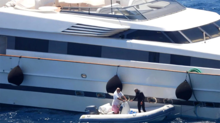 Sinking averted: Grounded luxury yacht safely anchored in Ornos, Mykonos