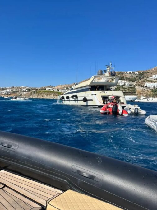 Sinking Averted: Grounded Luxury Yacht Safely Anchored In Ornos ...