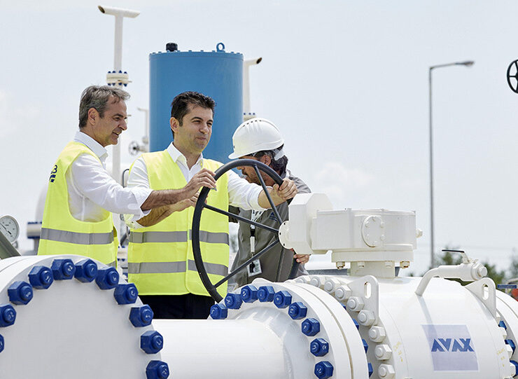 Greek Prime Minister Kyriakos Mitsotakis at the inauguration of the IGB Project- Gas Interconnector in Komotini on July 8, 2022.