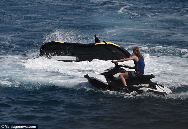 Whoops! But James' kids had the last laugh when he accidentally tumbled off his jet ski and into the water