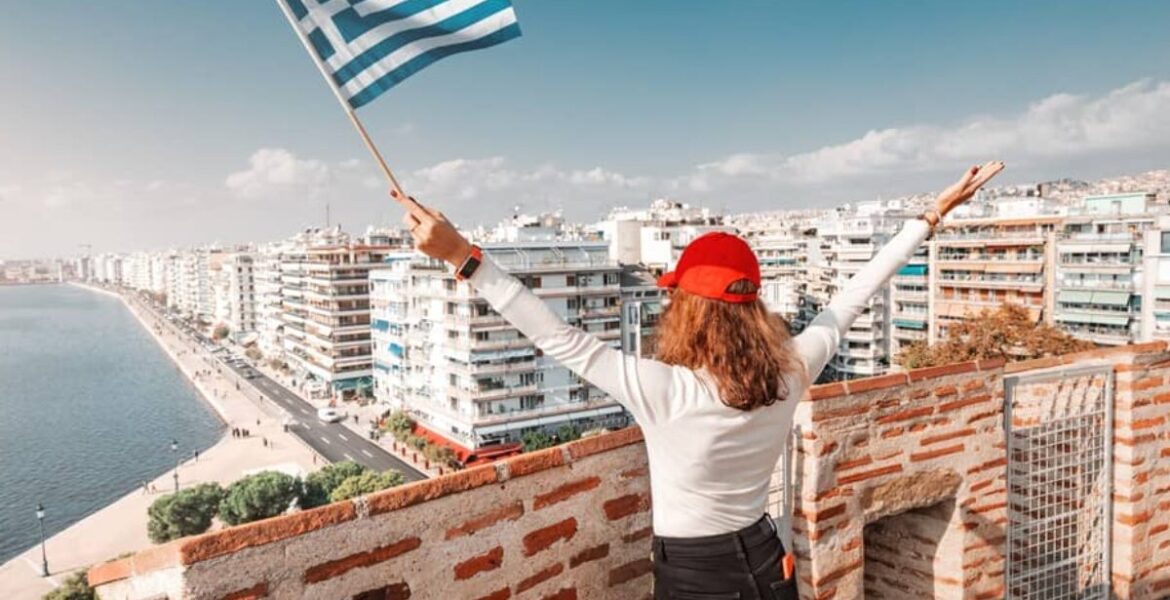 Thessaloniki greek flag Americans