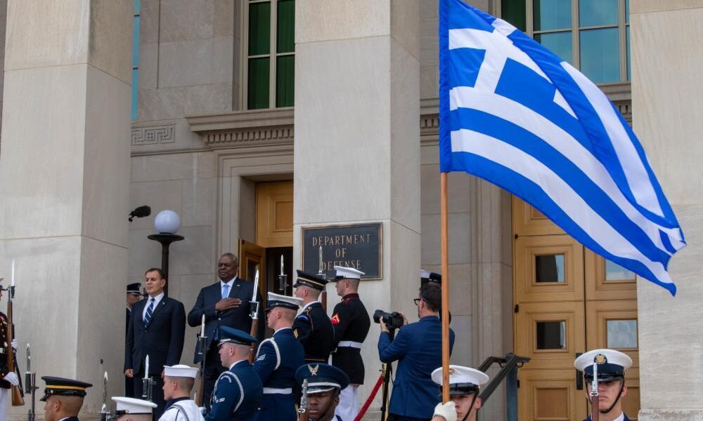 Secretary of Defense Lloyd J. Austin III and Minister of National Defence of #Greece Nikolaos Panagiotopoulos