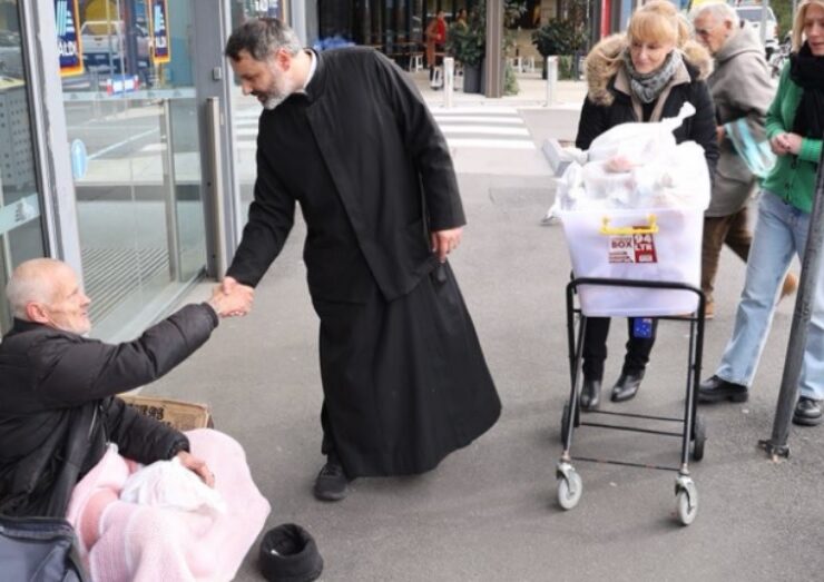 Greek Priest feeding the homeless in melbourne