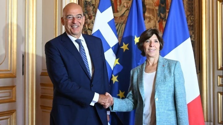 France will stand by Greece whenever its sovereignty is under threat, FM Colonna tells Dendias in Paris