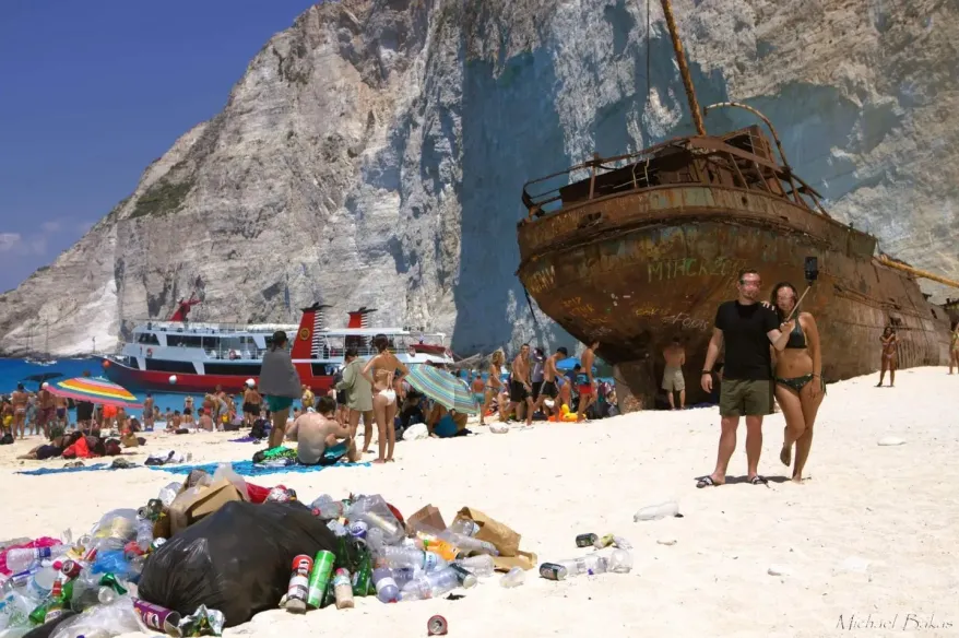 Zakynthos shipwreck garbage