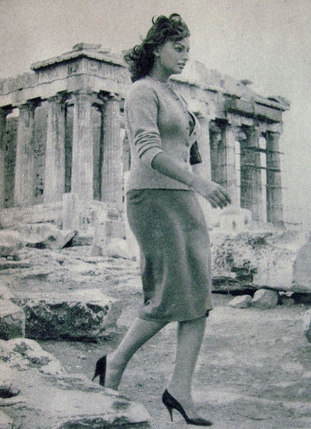 Sophia Loren in front of the Acropolis in 1954