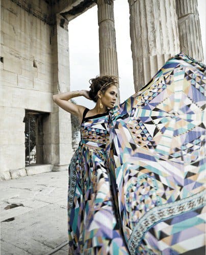 Jennifer Lopez poses on the top of the Acropolis