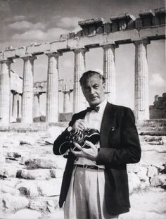 Gary Cooper with his camera pictured on the Acropolis