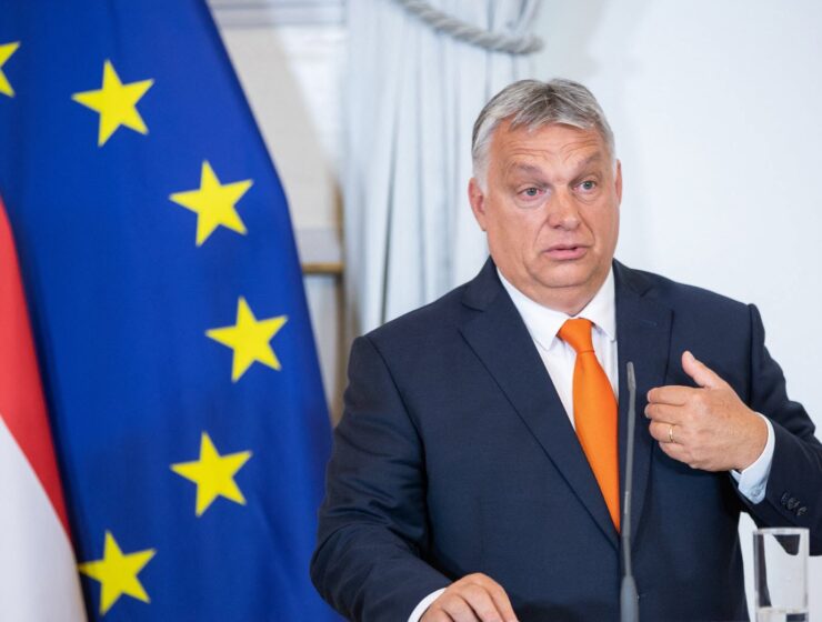 Viktor Orban European Union EU flags Hungary