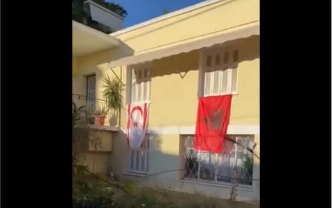 Turkish-occupied Cyprus flag in Athens