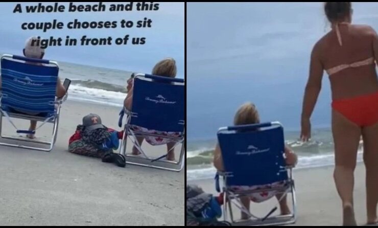 elderly couple beach