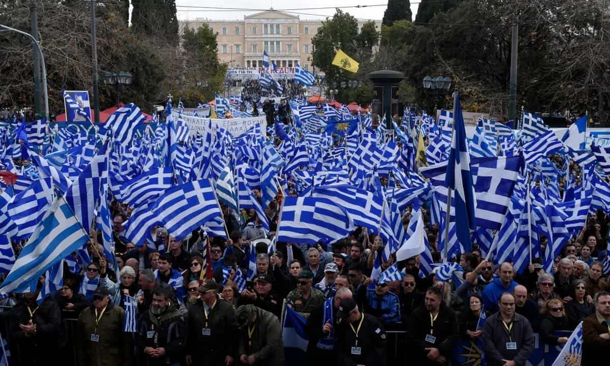 greek flags protest rally macedonia rallies