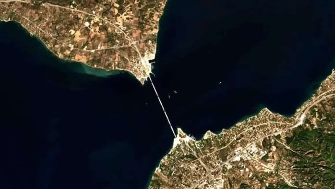 The Rio-Antirio bridge from space