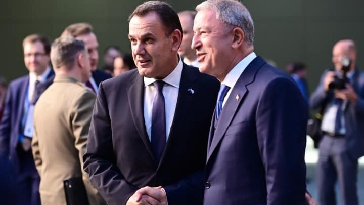 Nikos Panagiotopoulos: Meeting with Hulusi Akar at the NATO Summit