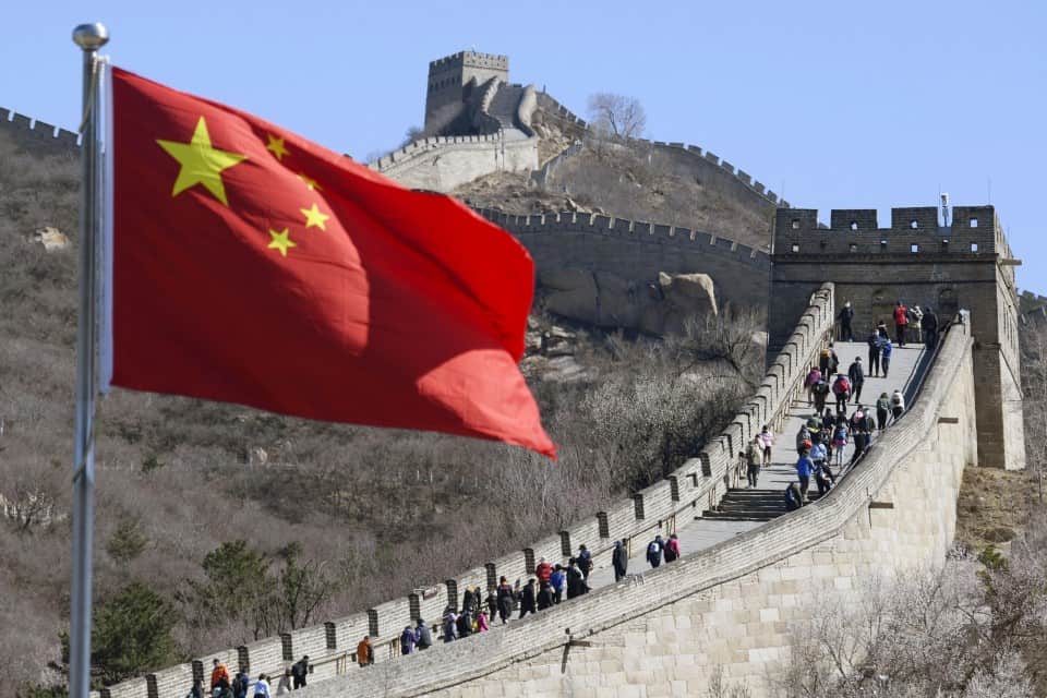 Chinese flag Great Wall of China