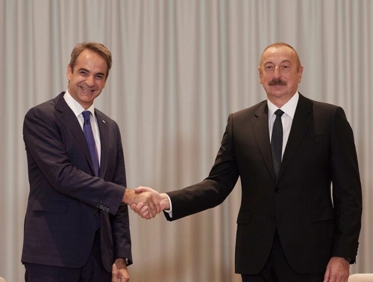 now Greek Prime Minister Kyriakos Mitsotakis with Azerbaijani dictator Ilham Aliyev