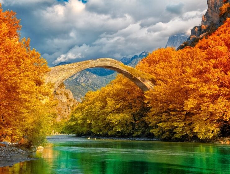 Konitsa Bridge Epirus Autumn October