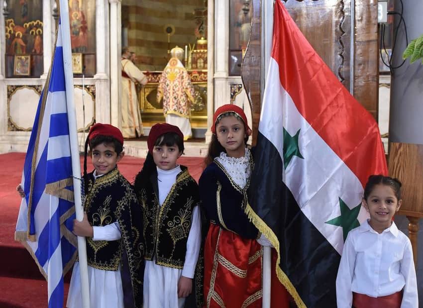 Oxi Day Damascus Syrian Greek Greece flags