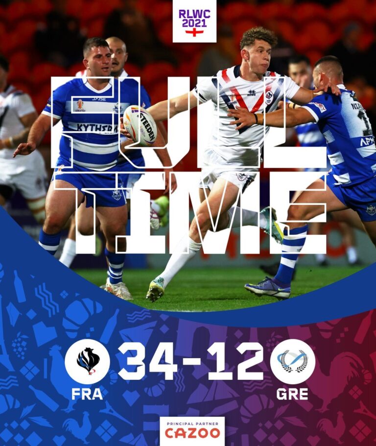 Greece scores first-ever Rugby League World Cup try as they go down to France 34-12 (see video)