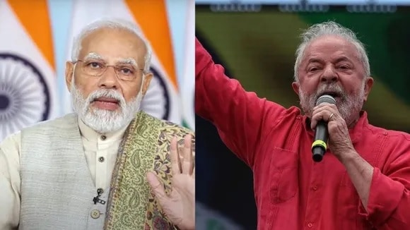 Indian Prime Minister Narendra Modi and Brazilian President Lula