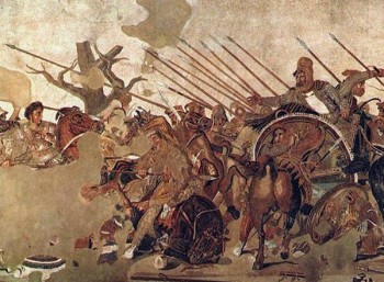 Battle of Issus in 333 BC between Alexander the Great and Darius III, which brought the first Persian Empire down