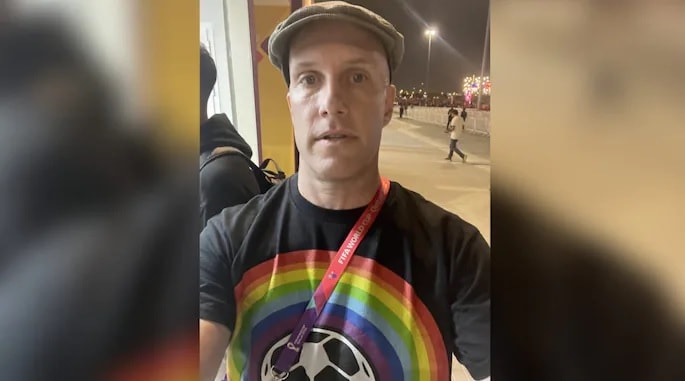 US soccer journalist Grant Wahl says he was detained by security staff after he wore a rainbow shirt to USA’s World Cup opener against Wales. (Image: Twitter)