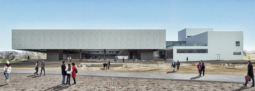 Photo realistic depiction of the exterior of the new archaeological museum of Sparti. Photo source: Culture Ministry.