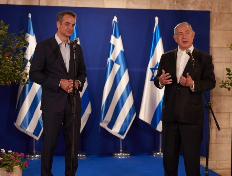 Greek Prime Minister Kyriakos Mitsotakis Israeli Benjamin Netanyahu