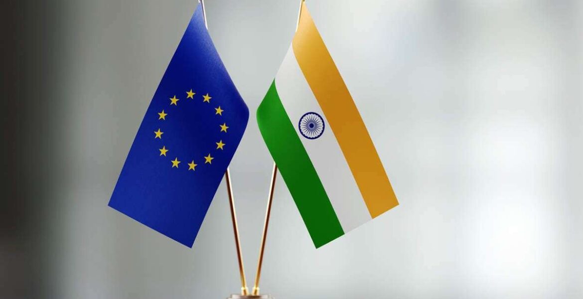 Indian EU European Union flags