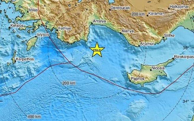 Earthquake of magnitude 4.8 on the Richter scale off the coast of Kastelorizo
