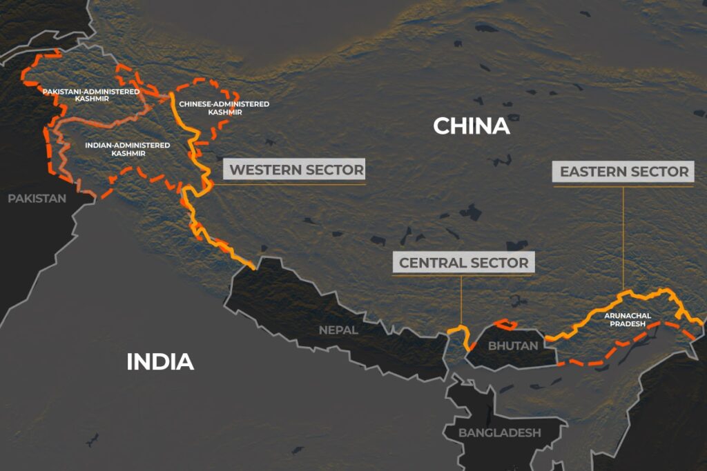 MAPPING INDIA AND CHINA'S DISPUTED BORDERS