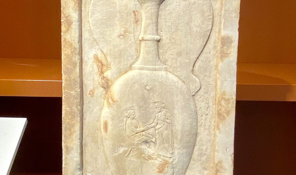 Funerary stele returned by Britain is shown at Epigraphical Museum