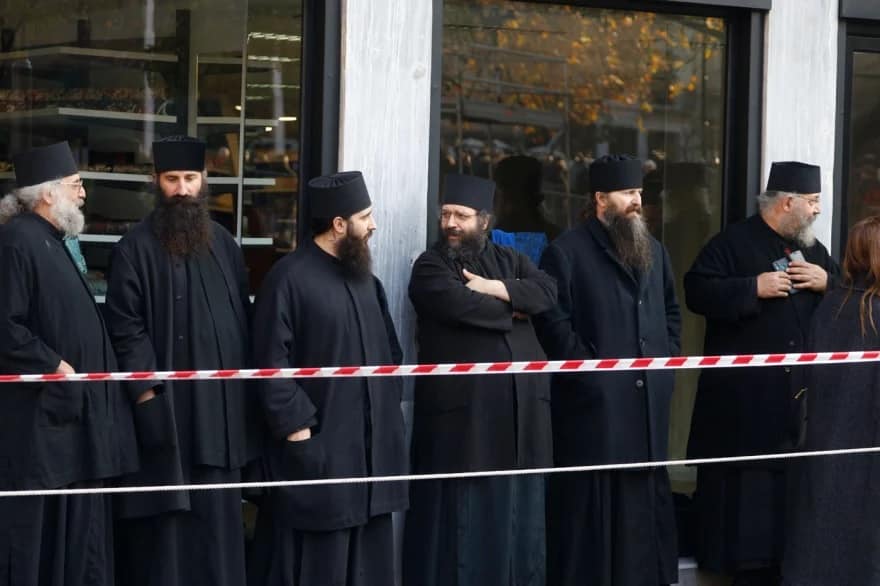 Greek Orthodox priests in Athens centre on January 16, 2023.