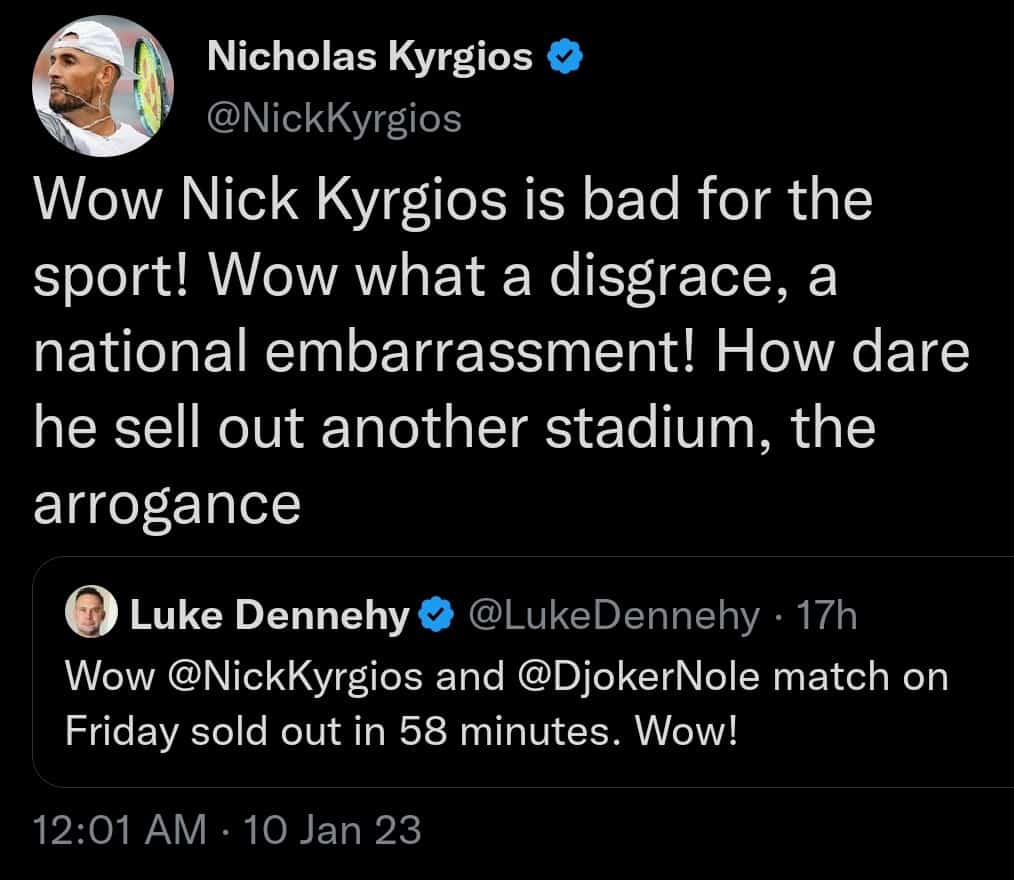 Tennis star Nick #Kyrgios had a dig at his critics after his warm-up match with 
