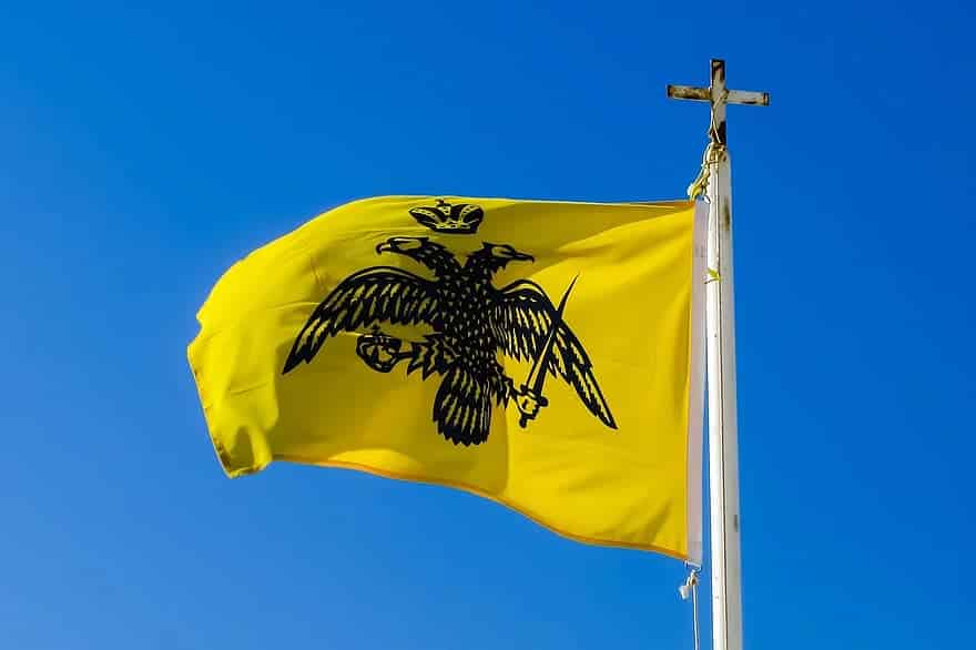 byzantium empire flag emblem symbol two headed eagle banner orthodox religion