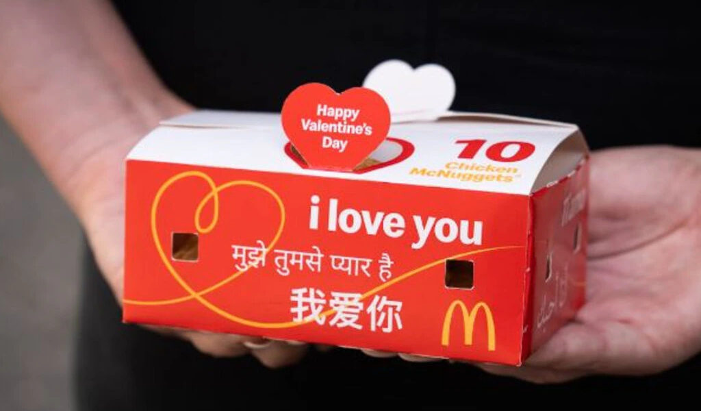 You can now send your loved one McDonald's for Valentine's Day with 'I love you' in GREEK on the box