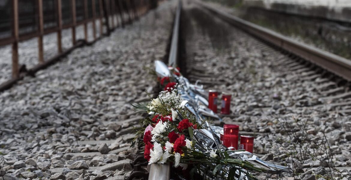 A makeshift memorial Sunday for the victims of a train collision in northern Greece. Sakis Mitrolidis / AFP - Getty Images