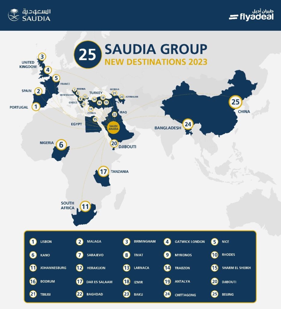 New SAUDIA flight routes
