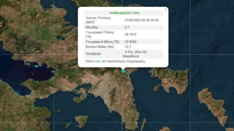 Breaking -2.7 Richter earthquake in Attica felt throughout Athens