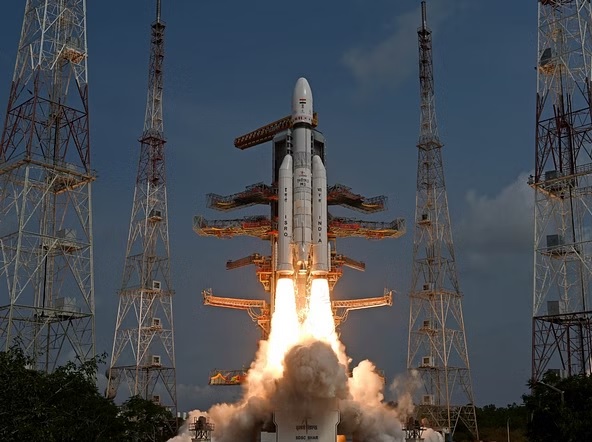ISRO launches India's largest LVM3 rocket from Sriharikota, Andhra Pradesh.