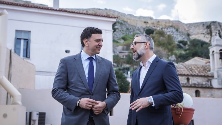 Greek Tourism Minister Vassilis Kikilias and Australian Ambassador to Greece Arthur Spyrou