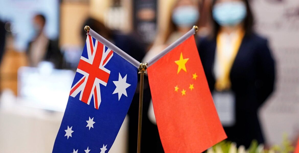 Australia China Australian Chinese flags