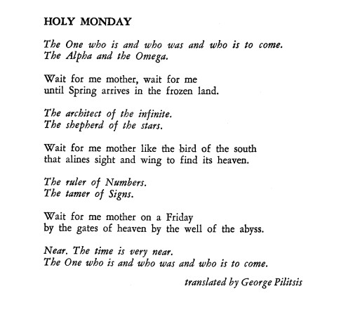 Nikos Gatsos: The Six Songs of Holy Week - Holy Monday