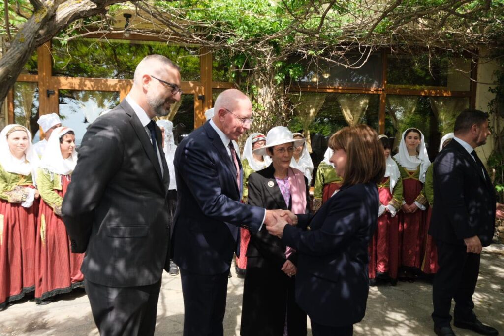 Photo 5 Governor General with Australian Ambassador Spyrou being greeted in Lemnos by President of Greece